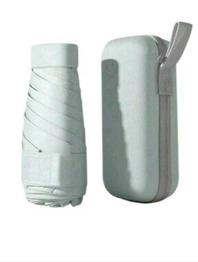 Compact/Travel Umbrella with Sleeve & Case Mint Green  6 Inch UPF50  Unisex NWT
